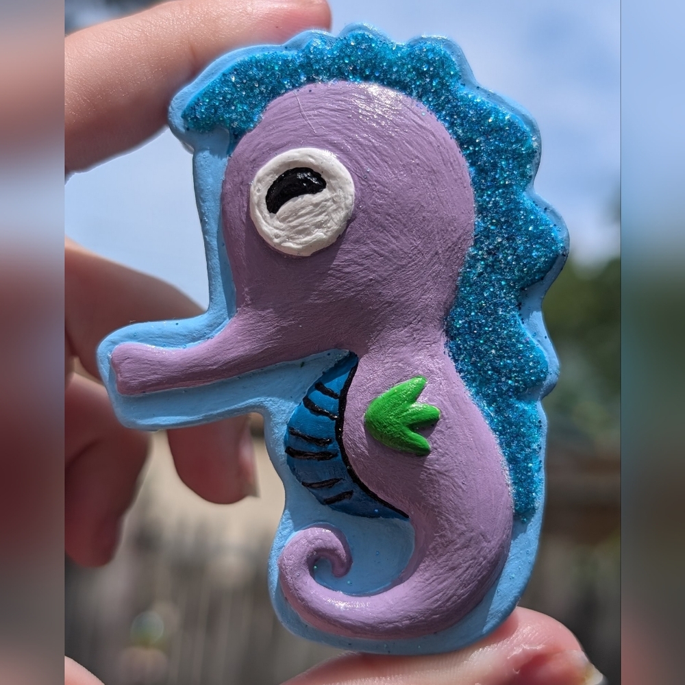 Purple and Blue Seahorse Magnet